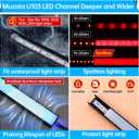 Muzata 10Pack 3.3FT/1M Plus-Size Spotless LED Channel Black LED Strip Diffuser Channel with Milky Frosted White Diffuser Cover U103 BW 1M