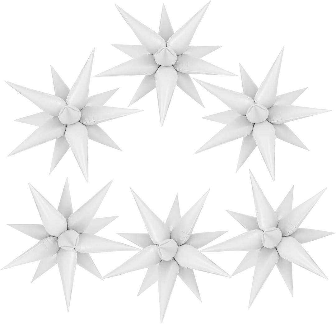 72 Pcs Star Balloons Foil Explosion Balloons Magic 12 Point Star Cone Balloon Arch Garlands Large for Birthday Wedding Anniversary Graduation Party Decorations Backdrops Grey