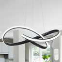 LED Chandelier Modern Pendant Light Contemporary Chandelier Ring Light Fixture Black with 3000K-6000K Dimmable Remote Control and 79in Height Adjustable for Dining Room Bedroom Living Room