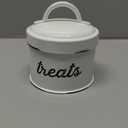 AuldHome Enamelware Cat Treat Container, Small White Rustic Pet Treats Jar