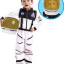 Spooktacular Creations Astronaut Costume with Helmet, Space Suit for Toddler, Kids Astronaut Halloween Costume for Cosplay (Large (10-12 yrs), White)