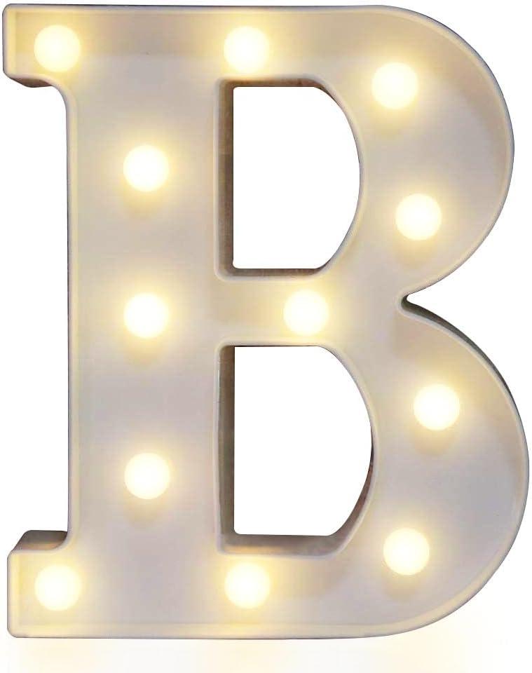 Pooqla LED Marquee Letter Lights Sign, Light Up Alphabet Letter for Home Party Wedding Decoration B (Letter B, Warm White)