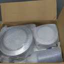 Goodluck 350 Pieces Blue Plastic Plates, Clear Plastic Silverware Disposable Plates Set, Include 100 Plates, 50 Pack Pre Rolled Napkins with Silverware, 50 Cups for Party, Wedding, Graduation