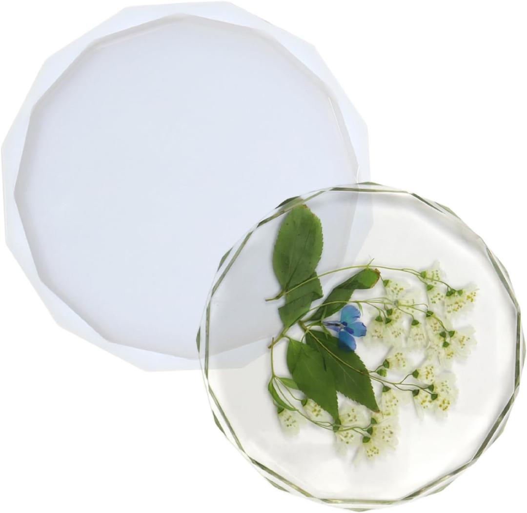 Coaster Molds for Epoxy Resin Casting Silicone Mold Kit with Diamond Edge Crystal and Round Geode Designs Reusable Coasters Mold for DIY Resin Crafts and Home Decor Projects