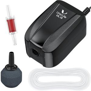 Pawfly Aquarium Air Pump 20 GPH Fish Tank Oxygen Pump for Fish Tanks up to 5 Gallons Mini Ultra- Quiet Aerator Pump with Airline Tubing Air Stones and Check Valves