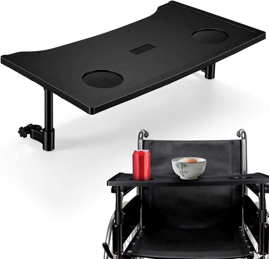 Wheelchair Tray Table with Cup Holder for Adults Folding Dining Table Board