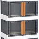 Storage Cabinet - Room Organizer, Plastic Shelves Organizer, Storage Bins with Lids, Collapsible Outdoor Storage Box, 19 Gal Office Organization, Stackable Bookshelf, 4 Pack Cube Storage Organizer