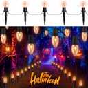 Flickering Flame String Lights Outdoor - C9 Pathway Flicker Fire Light Strand Plug in - Blood Twinkle Flames Light Bulbs for Fireplace Walkway - Halloween Decorations Twinkling Orange Bulb Lights (Clear-red)