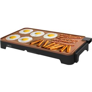 bella XL Electric Ceramic Titanium Griddle, Make 15 Eggs At Once, Healthy-Eco Non-stick Coating, Hassle-Free Clean Up, Large Submersible Cooking Surface, 12" x 22", Copper/Black