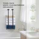 Wall-Mounted Towel Rack for Rolled Towels, Gunmetal Gray Bathroom Towel Holder, Space-Saving Metal Towel Shelf for Bathroom, Kitchen, or Laundry Room, Easy Installation 2 Pack