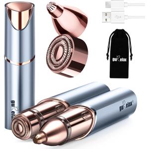 Facial Hair Removal for Women, Facial Eyebrow Trimmer, 2-in-1 Face Shaver, Painless Facial Razor for Lip, Chin, Peach Fuzz (Blue(2-in-1)+1 Head)