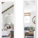 NeuType Over The Door Mirror Full Length Mirror Hanging Over Door or Leaning Against Wall or Mounted On Wall, Door Mirror Full Length Mirror Over The Door, 47"x16", White, No Stand