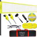 Volleyball Net Outdoor - Portable Volleyball Set for Backyard with Professional Volleyball Net, Wrap Yarn Volleyball and Pump, Boundary Line, Carry Bag