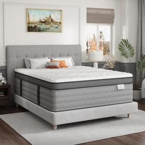 Onlylucky Queen Mattress 14 Inch, Queen Size Mattresses in a Box with Cooling Gel Memory Foam & Pocket Springs for Heavy People, Edge Support, Back Pain Relief, Fiberglass-Free, Medium Firm