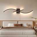 Modern Plug in Wall Sconce 39" Black LED Wall Light, 3000K