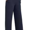 Wide Leg Pants Woman High Waist Yoga Pants with Pockets Loose Stretch Dress Work Sweatpants Casual Lounge (Small, Navy blue)