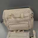 Rolling Teacher Bag, 16 Inch Rolling Laptop Bag with Detachable Dolly & Teacher File Tote, Large Roller Briefcase for Teaching Office Work, Women, Craft Nurse,Beige