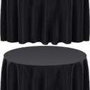 Surmente 132 inch Round Tablecloths -2 Pack Black Round Table Cloths, Polyester Fabric Table Covers for Wedding, Party, Banquet, or Restaurant