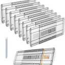 8 Pack Adjustable Drawer Dividers for Clothes,5" High Expandable From 13-21" Clear Drawer Organizers, PC Plastic Separators for Dresser/Bedroom/Bathroom/Kitchen/Office Storage