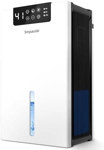Dehumidifier, (1000sq.ft) Dehumidifiers for Home, 98 OZ Dehumidifier Washable Air Filter, Dehumidifiers for Basement, Bedroom, Bathroom with Drain Hose, Auto Shut Off, Timer Setting, White