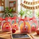 Shinylin 24 Pcs Teachers' Day Clear Gift Bags with Handles Ribbon Reusable Clear PVC Teacher Appreciation Gifts Bags Thank You Gift Wrap Bag for Goodie Party Graduation Retirement Supplies