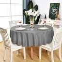 Grey Round Tablecloth Waterproof Stain Resistant Wrinkle Free Table Cloth Gray Polyester Washable Wipeable Table Cover for Party, Banquet, Wedding, Indoor and Outdoor (60 inch, Circle)