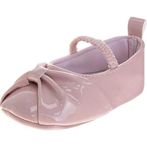 Josmo Baby Girl Dress Shoes Soft Sole Flats Crib Shoes Bowknot & Floral Design for Newborn & First Walker Sandals Size 2-4 Infant (Blush)