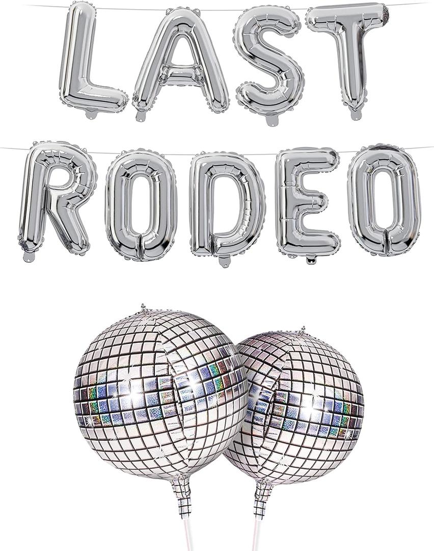 HOUSE OF PARTY Last Rodeo Foil Balloons 16" Silver Letter Balloons Cowgirl Bachelorette Party Hoedown Bach Party Decorations