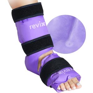 REVIX Ankle Ice Pack Wrap Reusable Gel Foot Cold Pack for Post-Workout Recovery, Gel Ice Wrap for Plantar Relaxation, Promoting Ankle Flexibility, Purple