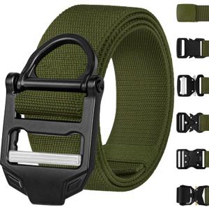 TECEUM Tactical Belt  Green B4 L  Heavy-Duty Military, Work, Hiking,Rigger, Utility, EDC Mens Belts  Quick-Release  Nylon Web