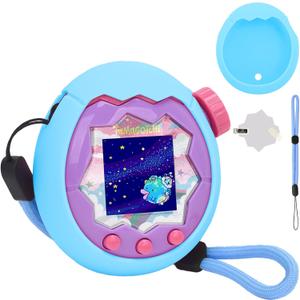 YouKnow Silicone Case for Tamagotchi Paradise Interactive Toy Digital Pet, with Screen Protector and Wrist Strap (Blue)
