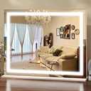 ROLOVE 23x18 Inch Lighted Vanity Mirror, 3-Color Dimmable LED & Touch Control - Large Makeup Mirror for Dressing Room (Wall/Tabletop Mount)