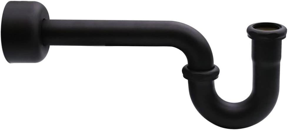 Westbrass A400-1-62 1-1/2" OD 17 Gauge P-Trap with High Box Flange, Matte Black