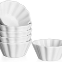 DOWAN Ramekins 8 oz Oven Safe, Creme Brulee Porcelain Ramekins for Baking, Flower-Shaped Custard Cups, Condiments Cups, Souffle Dish, Dipping Bowls, Set of 5, White
