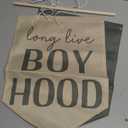 ChissNook Retro Green Boys Nursery Canvas Banner Set of 2, Little Man Cave Long Live Boyhood Hanging Pennant Banner Flags Wall Display, Nursery Wall Decor for Kids Boys Room Bedroom Playroom