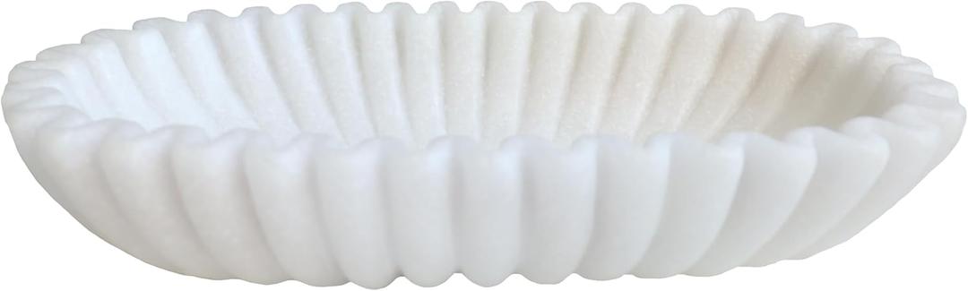 14" Large Decorative Bowl decor, Long Decorative Centerpiece Bowl for Table,Modern Home Decor,Coffee Table Bowl for Entry Table,Large Dough Bowl Decor,Artificial Stone Milky white