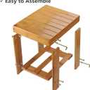ASelected Bamboo Shower Stool Small 13 Inch Wood Shower Bench Waterproof Wooden Foot Stool with Storage Shelf for Small Spaces Bathroom Bedside Inside Shower Entryway Shoe Spa Bench