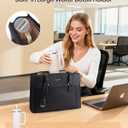 LOVEVOOK Laptop Tote Bag for Women,Computer Work Bag With Large Cup Holder,17.3 Inch Waterproof PU Leather Purse Briefcase for Teacher