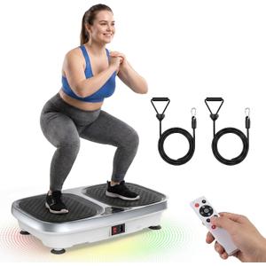 OLIXIS Vibration Plate Exercise Machine with 9 Auto Modes, Full Body Workout Vibrating Platform with LED Touch Screen & Pull Ropes for Weight Loss, Home Gym Fitness Equipment for Women Men