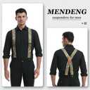 MENDENG Camo Suspenders for Men 2" Heavy Duty Clips - Adjustable X-Back Braces for Hunting and Daily Work (B/Army Green/Black Clips)