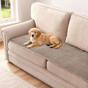 H.VERSAILTEX Plush Chenille Couch Cover for 3 Cushion Couch Anti Slip Washable Sofa Slipcovers Soft and Durable Furniture Protector for Dogs Cats Kids (27.5" x 59", Cuban Sand)