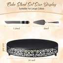 14 Inch Black Cake Stand Set Metal Round Cupcake Dessert Stand with Cake Cutting, Spatula Wedding Cupcake Pastry Display Candy Holder Display for Wedding Party Birthday Baby Shower(Classic)