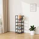 LANTEFUL Narrow Shoe Rack 5 Tier Shoe Shelf Storage for 5-10 Pairs Shoe and Boot, Sturdy Shoe Storage Space Saving Corner Shoe Rack Organizer for Closet, Entryway, Living Room, Black