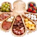Oak Wood Large Octopus Charcuterie Board, Food Tray for Meats, Fruits, Snacks, Candy, Reusable Kitchen Party Hosting Serving Tray Cheese Bread Board, Ideal Gift for Seafood Lovers