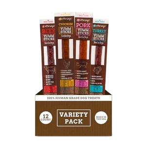 etta says! Yumm Sticks - Real Meat Jerky Dog Jerky Treats - Beef, Chicken, Pork, and Turkey Variety Pack - Human Grade - Made in The USA (12 Count Pack of 1) By 07/12/2027