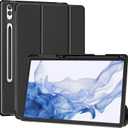Case for Samsung Galaxy Tab S8 Plus 2022 / S7 FE 2021 / S7 Plus 2020 12.4 Inch with S Pen Holder, Ultra Thin Lightweight Tri-Fold Stand, Auto Wake/Sleep (Black)