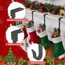 Therwen 6 Pcs Glitter Christmas Stocking Holders Shiny Fireplace Stocking Holders Set with No-Slips Strips Safety Mantel Hanger Hooks Xmas Mantle Grips for Tabletop Shelf Party Decor (Black)