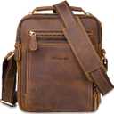 Jack&Chris Leather Messenger Bag for Men, Man Purse Crossbody Bags for Work Business (Brown)
