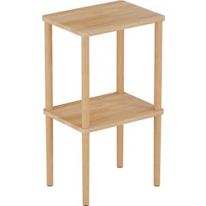 Solid Wood Side Table, 2-Tier Small End Table with Storage Shelf, Tall Nightstand Bedside Table for Bedroom, Living Room, Kids Room & Small Spaces. No-Tool Assembly.