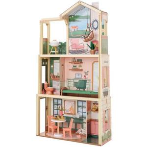 KidKraft Click & Play Fully Assembled Pop-Up Wooden Dollhouse; 50 Pieces, 1:12